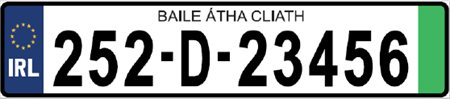 Licence plate with green band on the right hand side